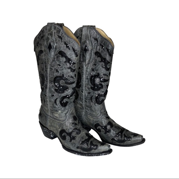 Corral Vintage Distressed Boots with Sequin Inlay - Picture 1 of 7